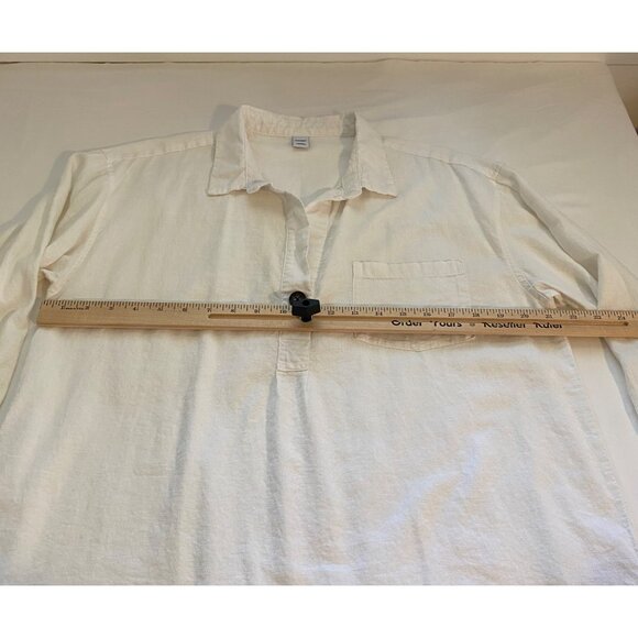 Old Navy Women’s Popover Shirt L White Preppy Casual Linen Blend Top Hi Low Hem - Picture 8 of 16